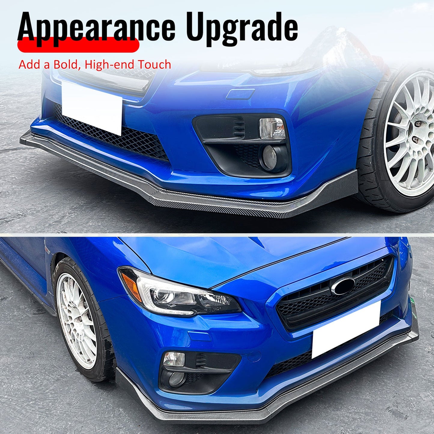 2015-2021 Subaru WRX CS2 Style Carbon Fiber Print Front Bumper Lip PP