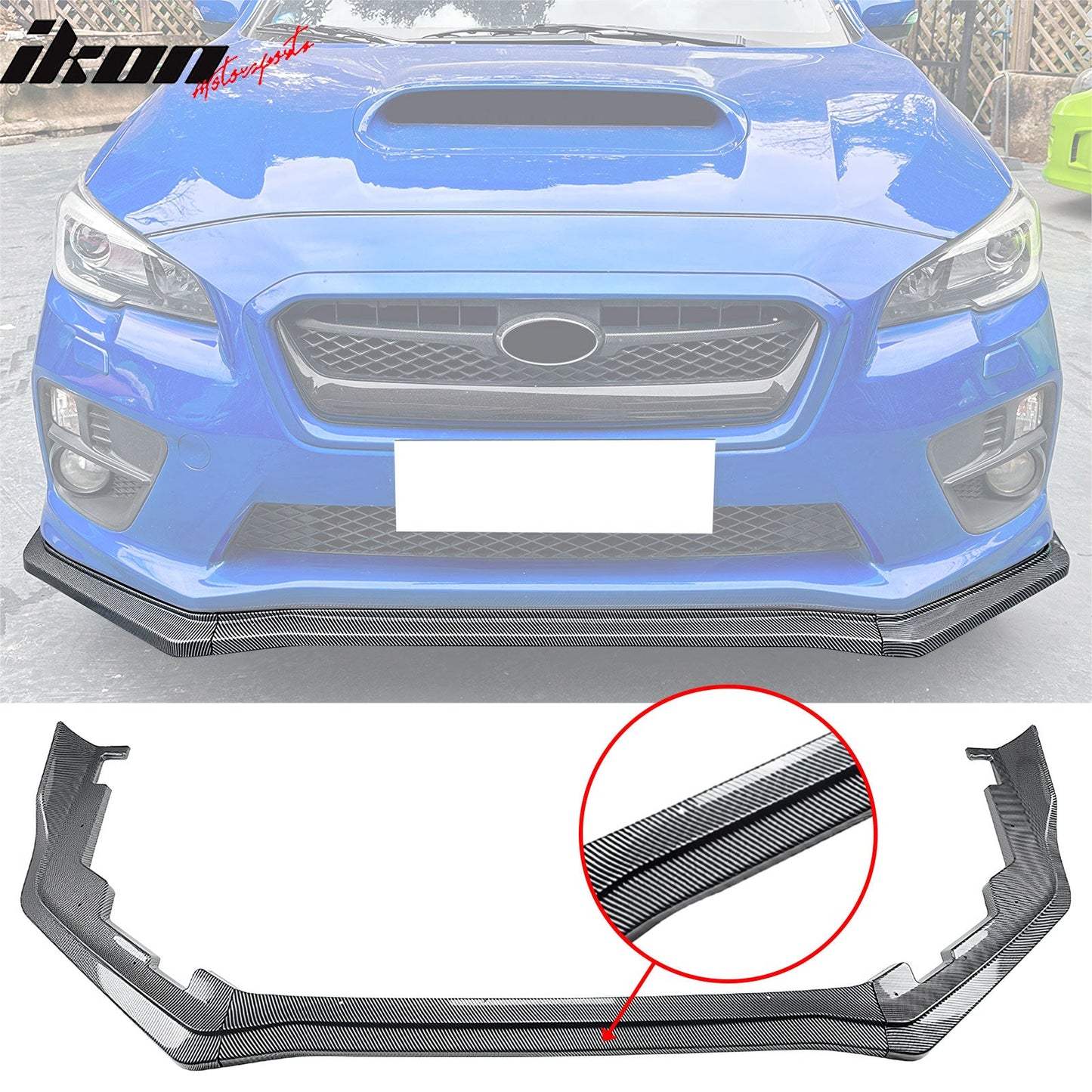 2015-2021 Subaru WRX CS2 Style Carbon Fiber Print Front Bumper Lip PP
