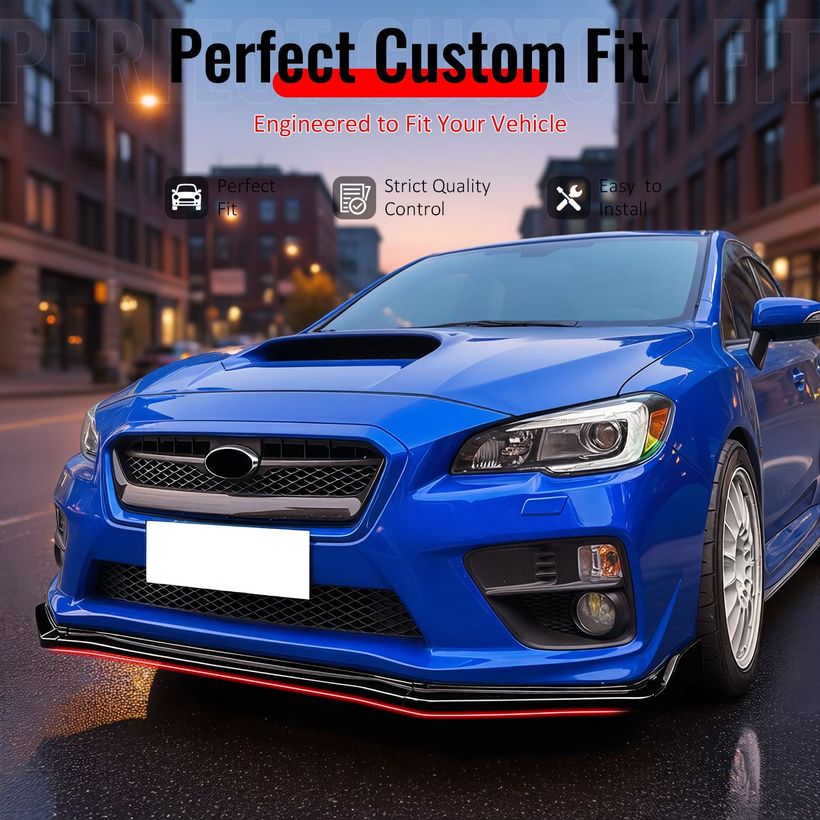 2015-2021 Subaru WRX CS2 Style Gloss Black Front Bumper Lip Spoiler PP