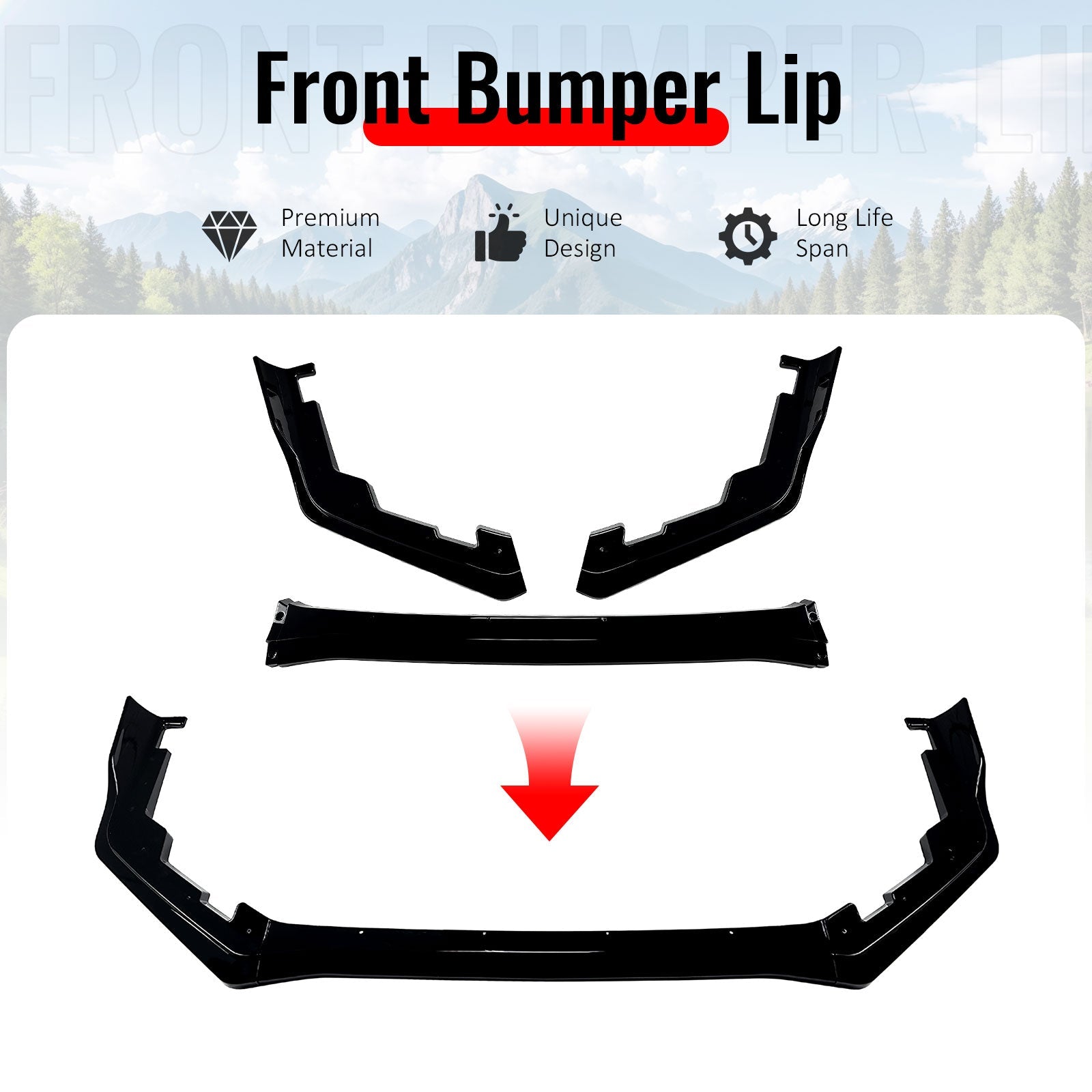 2015-2021 Subaru WRX CS2 Style Gloss Black Front Bumper Lip Spoiler PP