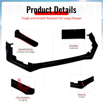 2015-2021 Subaru WRX CS2 Style Gloss Black Front Bumper Lip Spoiler PP