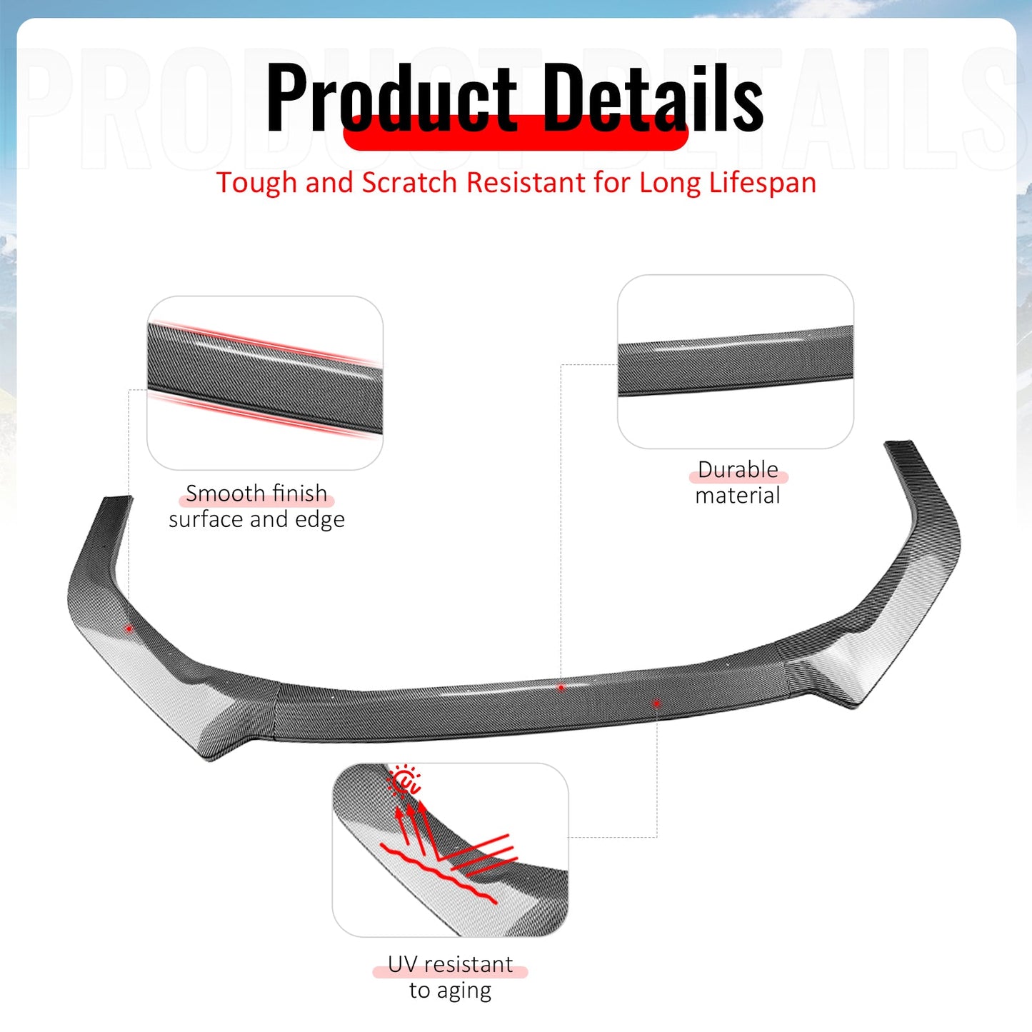 2022-2025 Subaru WRX IKON Carbon Fiber Print Front Bumper Chin Lip PP