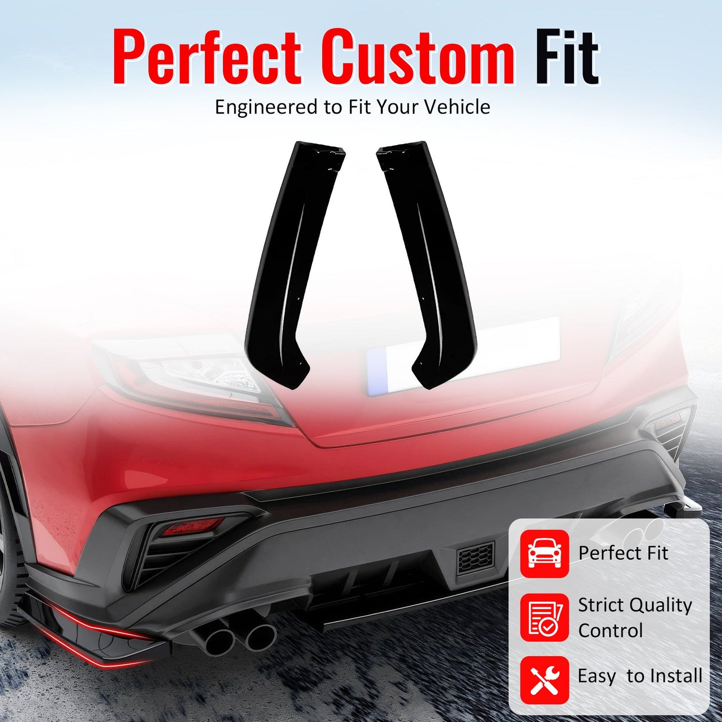 2022-2025 Subaru WRX STI Style Rear Bumper Lip Aprons Gloss Black ABS