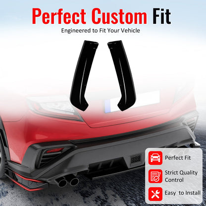 2022-2025 Subaru WRX STI Style Rear Bumper Lip Aprons Gloss Black ABS