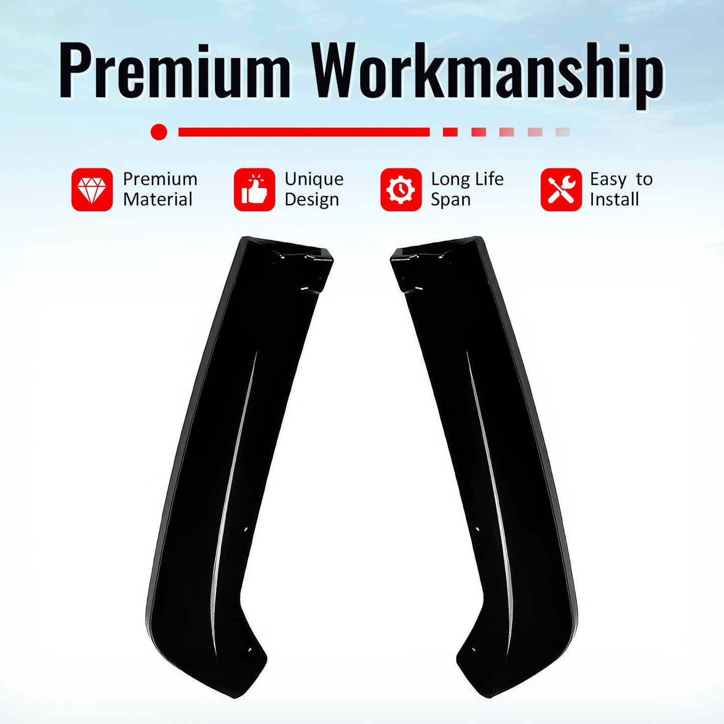 2022-2025 Subaru WRX STI Style Rear Bumper Lip Aprons Gloss Black ABS