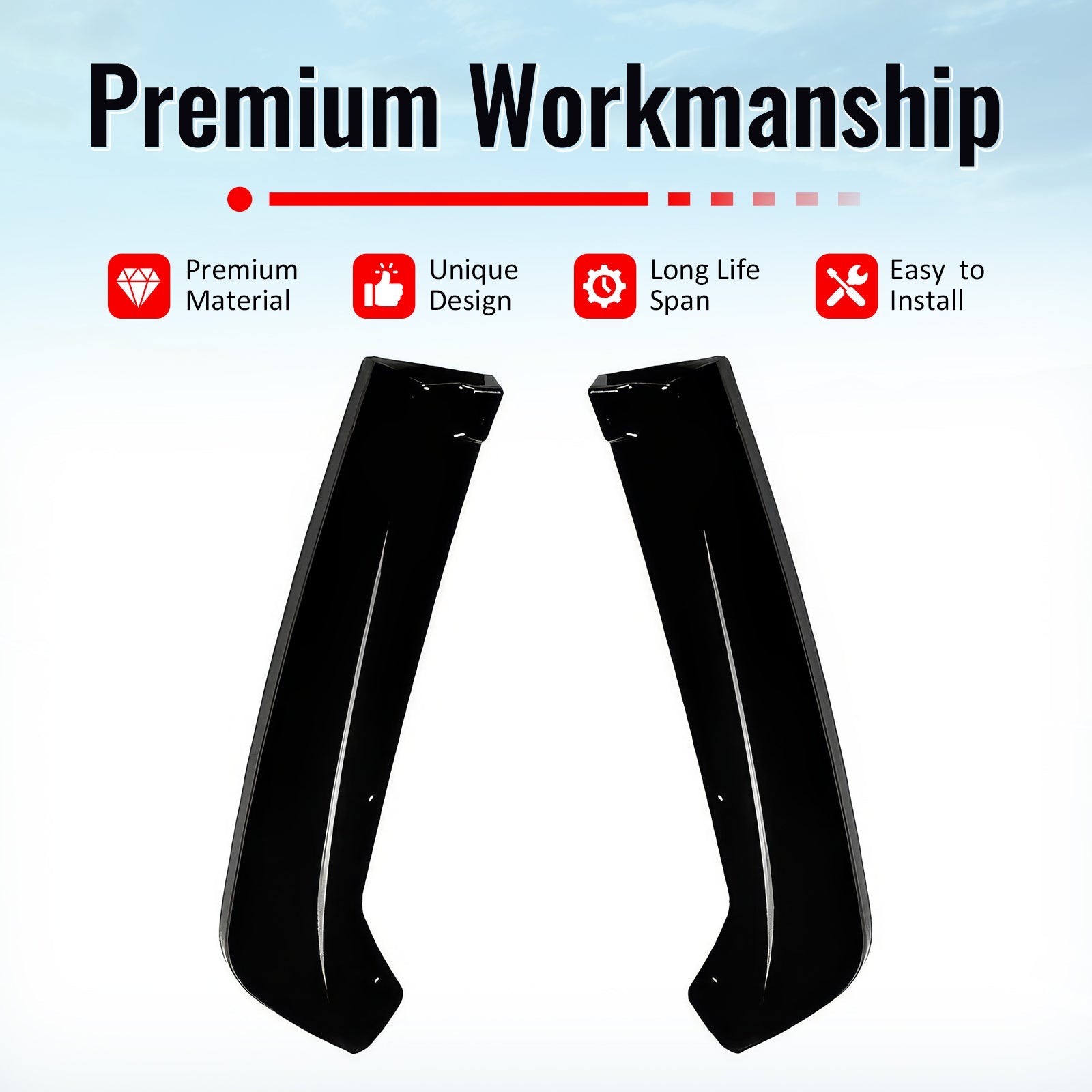 2022-2025 Subaru WRX STI Style Rear Bumper Lip Aprons Gloss Black ABS