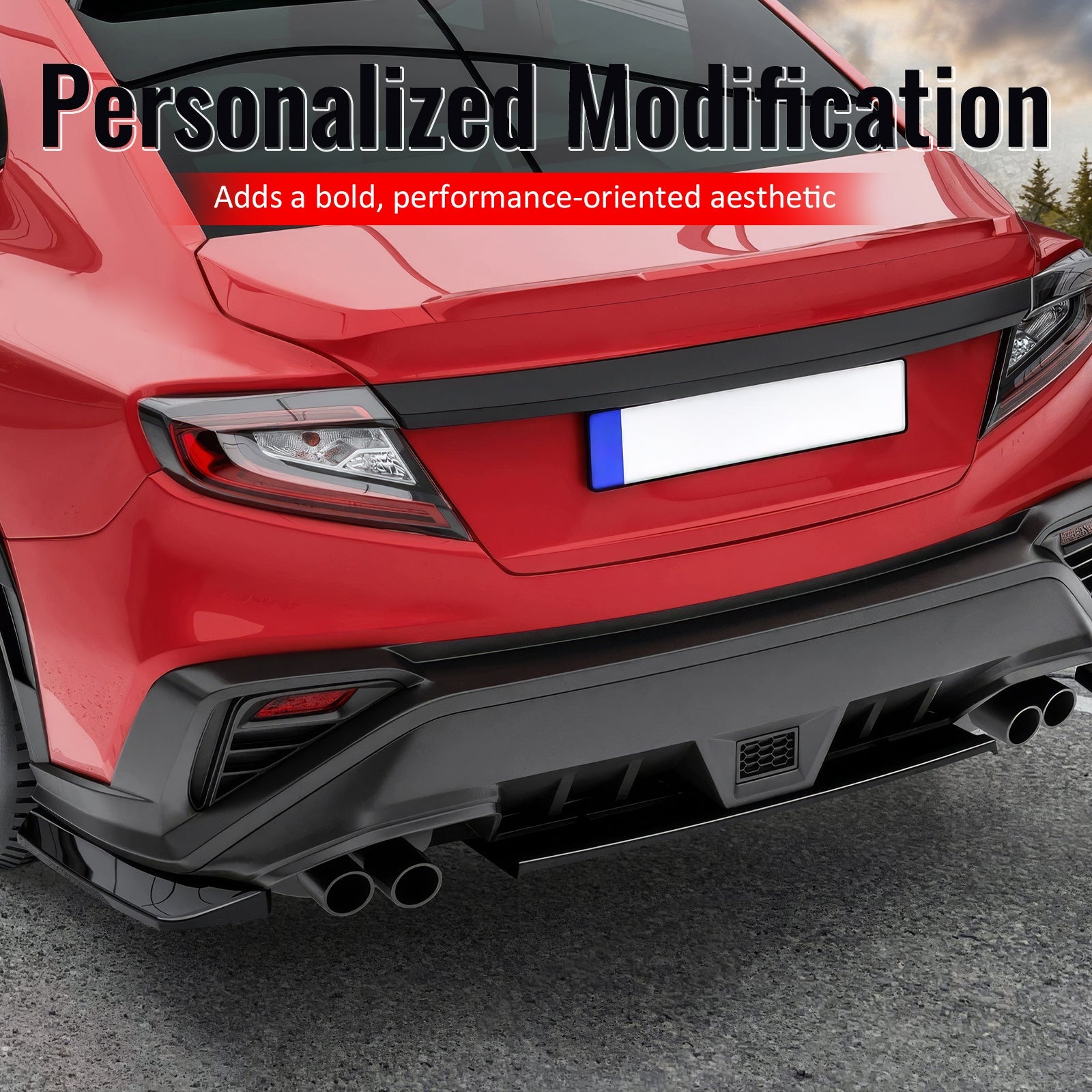 2022-2025 Subaru WRX STI Style Rear Bumper Lip Aprons Gloss Black ABS