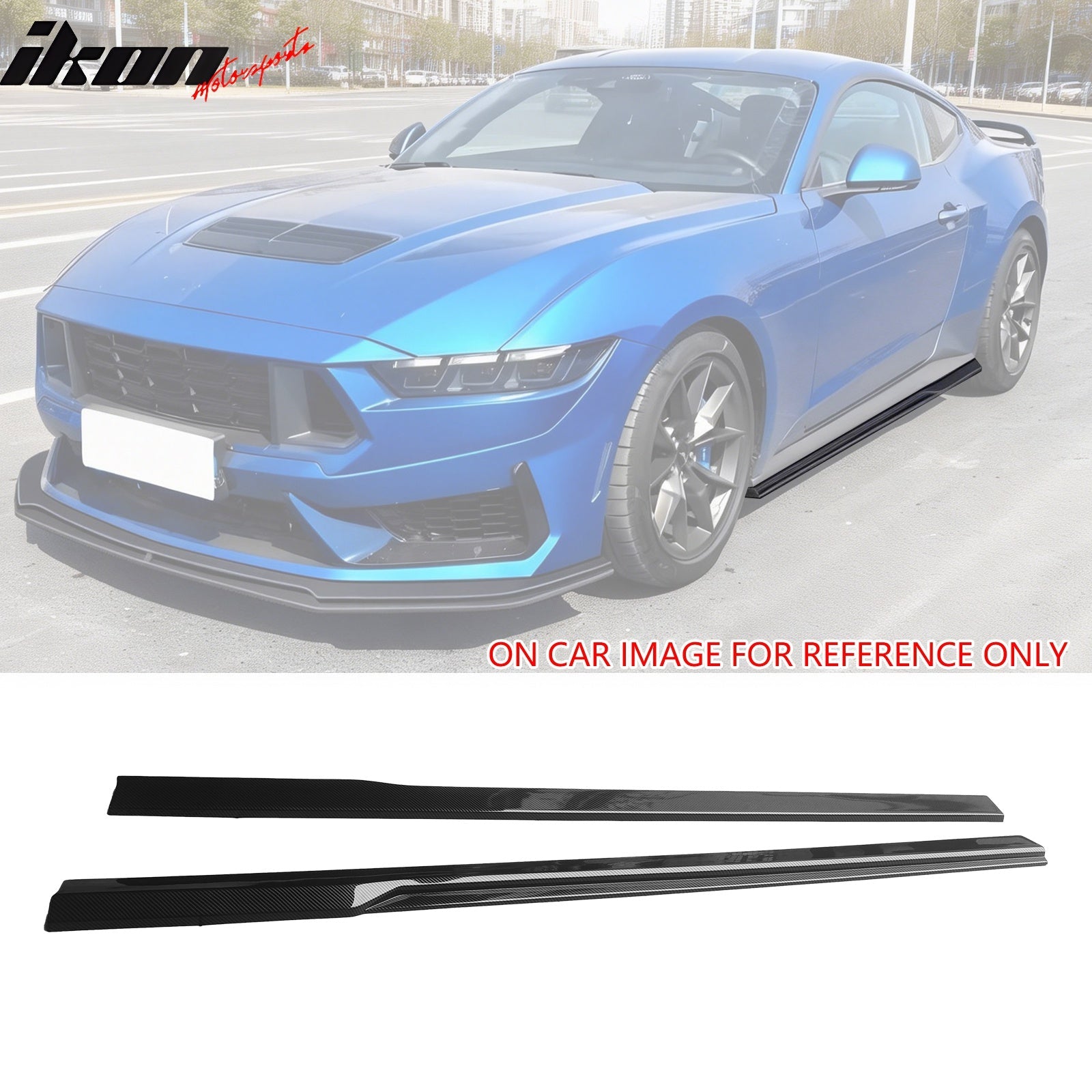 2024-2026 Ford Mustang IKON Style Side Skirts Add on ABS
