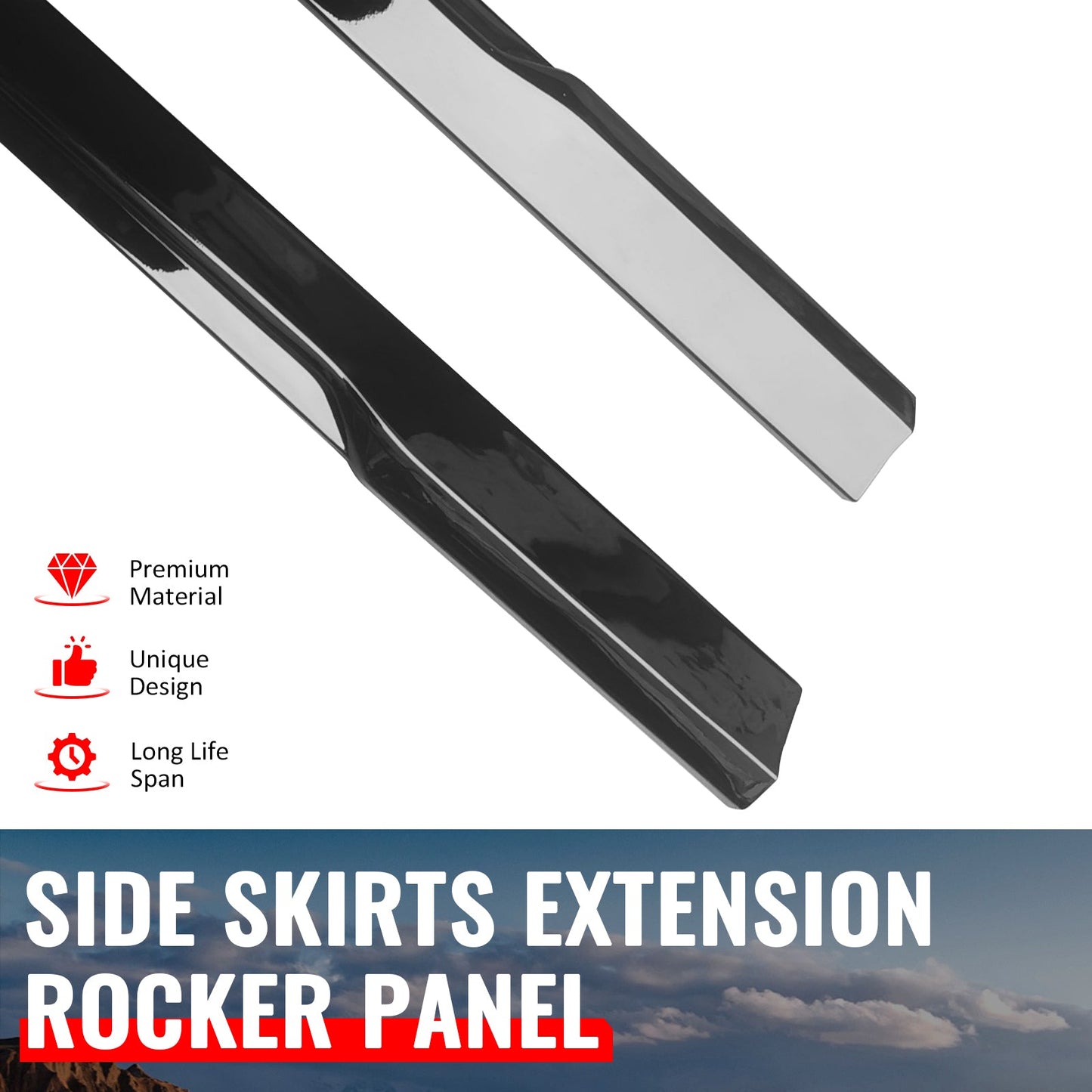 2024-2026 Ford Mustang IKON Style Side Skirts Add on ABS