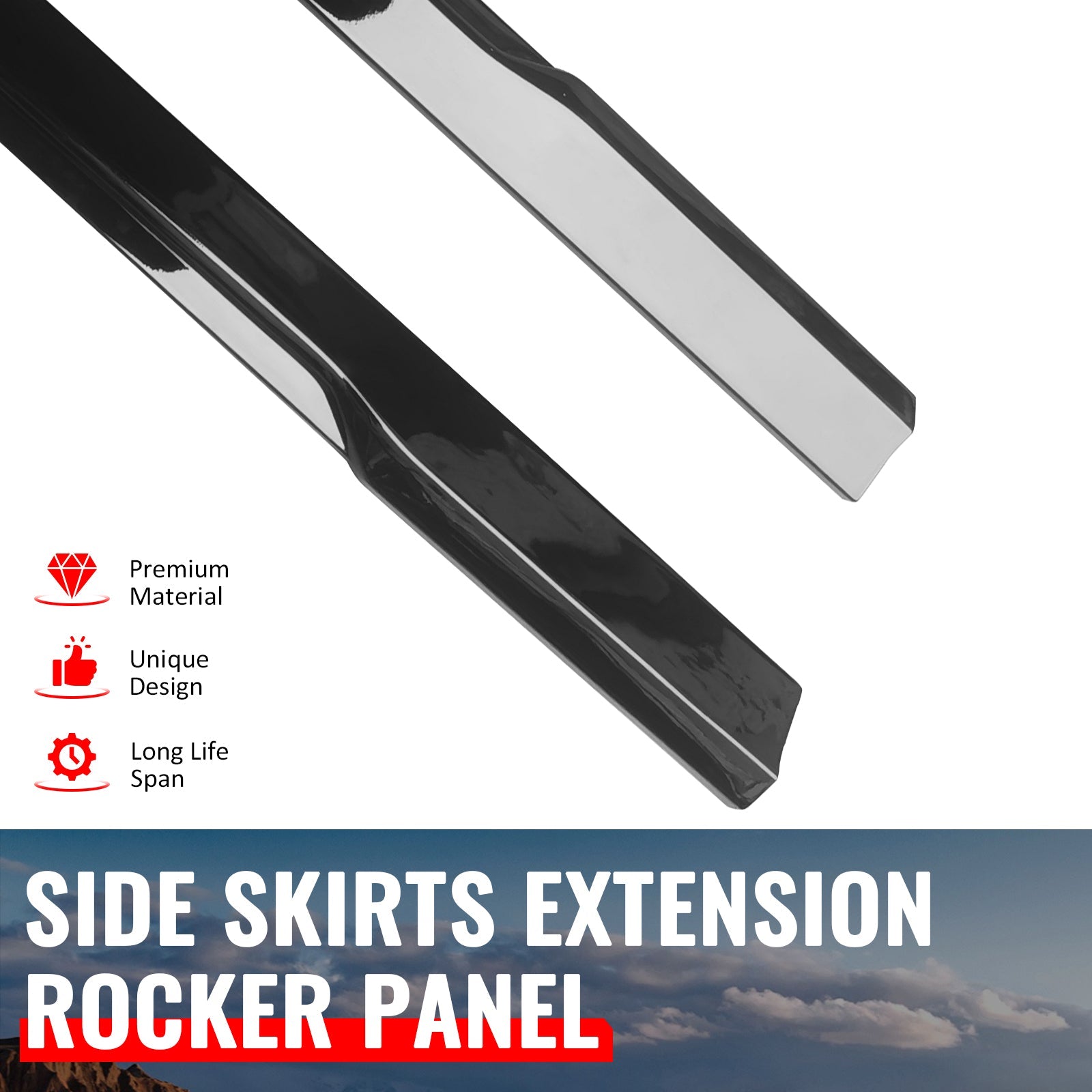 2024-2026 Ford Mustang IKON Style Side Skirts Add on ABS