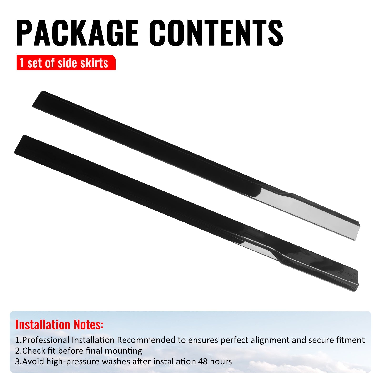 2024-2026 Ford Mustang IKON Style Side Skirts Add on ABS