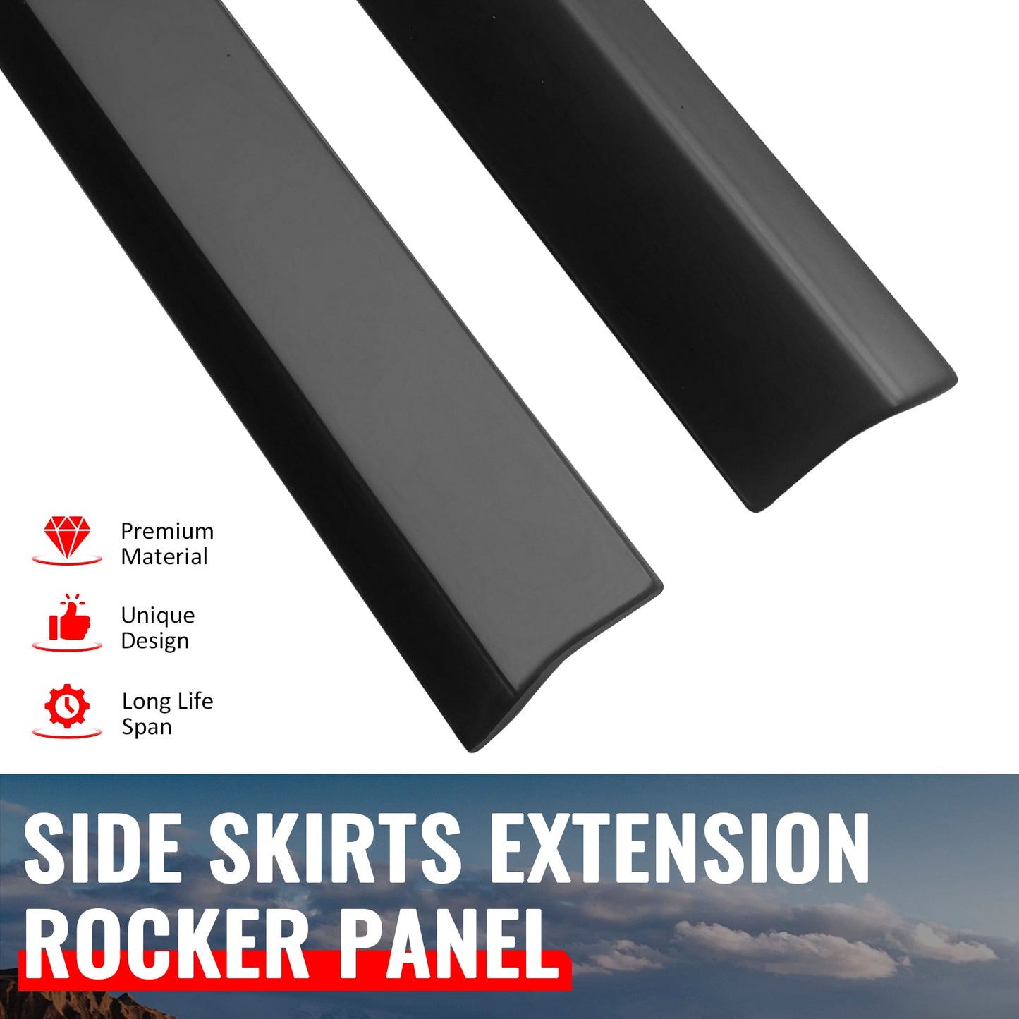 2024-2026 Ford Mustang IKON Style Side Skirts Add on ABS