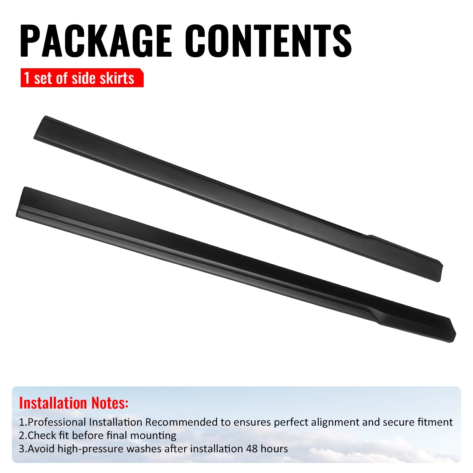 2024-2026 Ford Mustang IKON Style Side Skirts Add on ABS