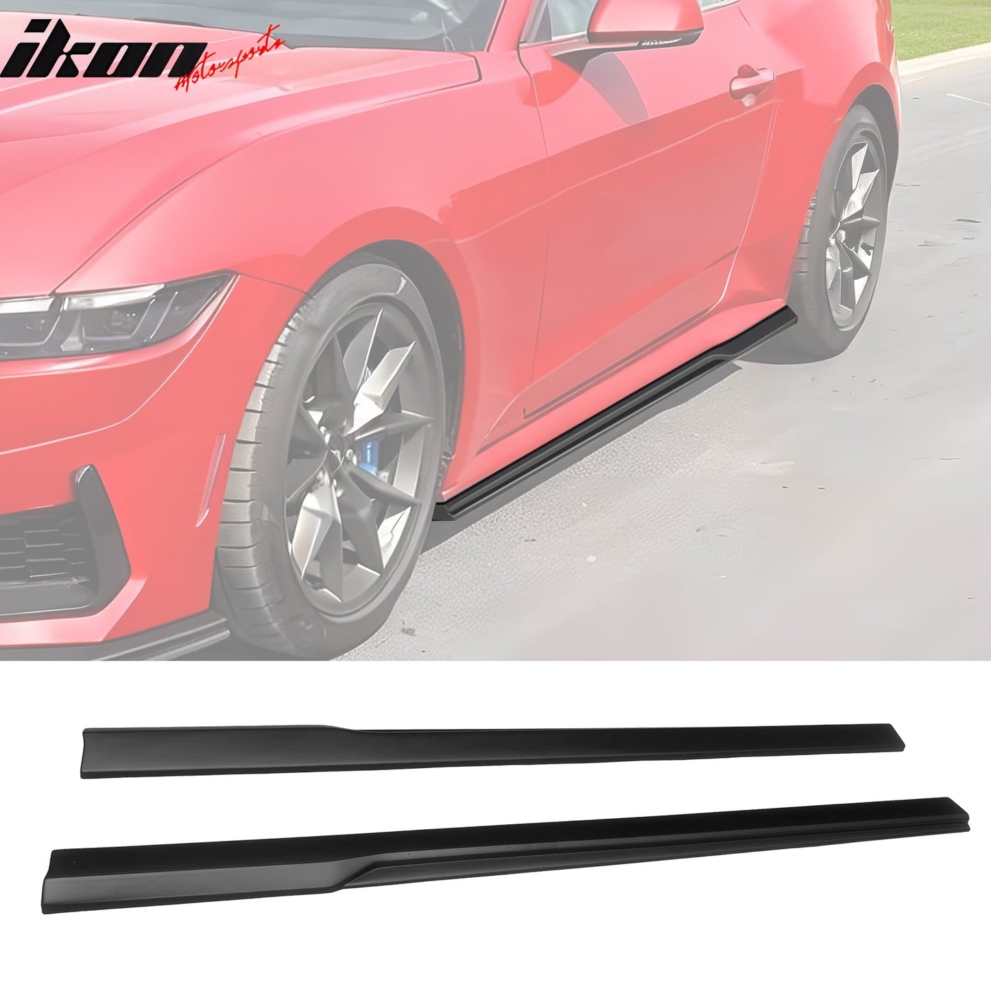 2024-2026 Ford Mustang IKON Style Side Skirts Add on ABS
