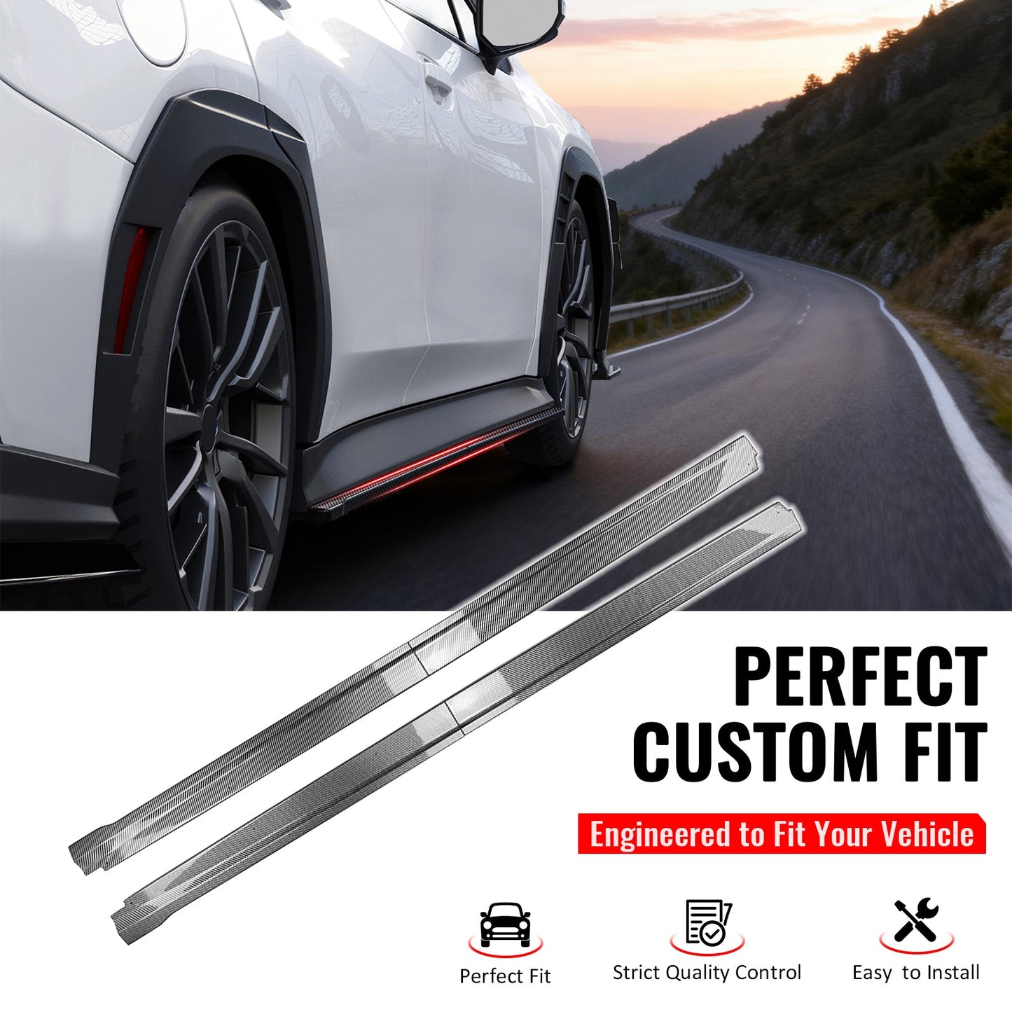 2022-2025 Subaru WRX STI Carbon Fiber Print Side Skirts Extension PP