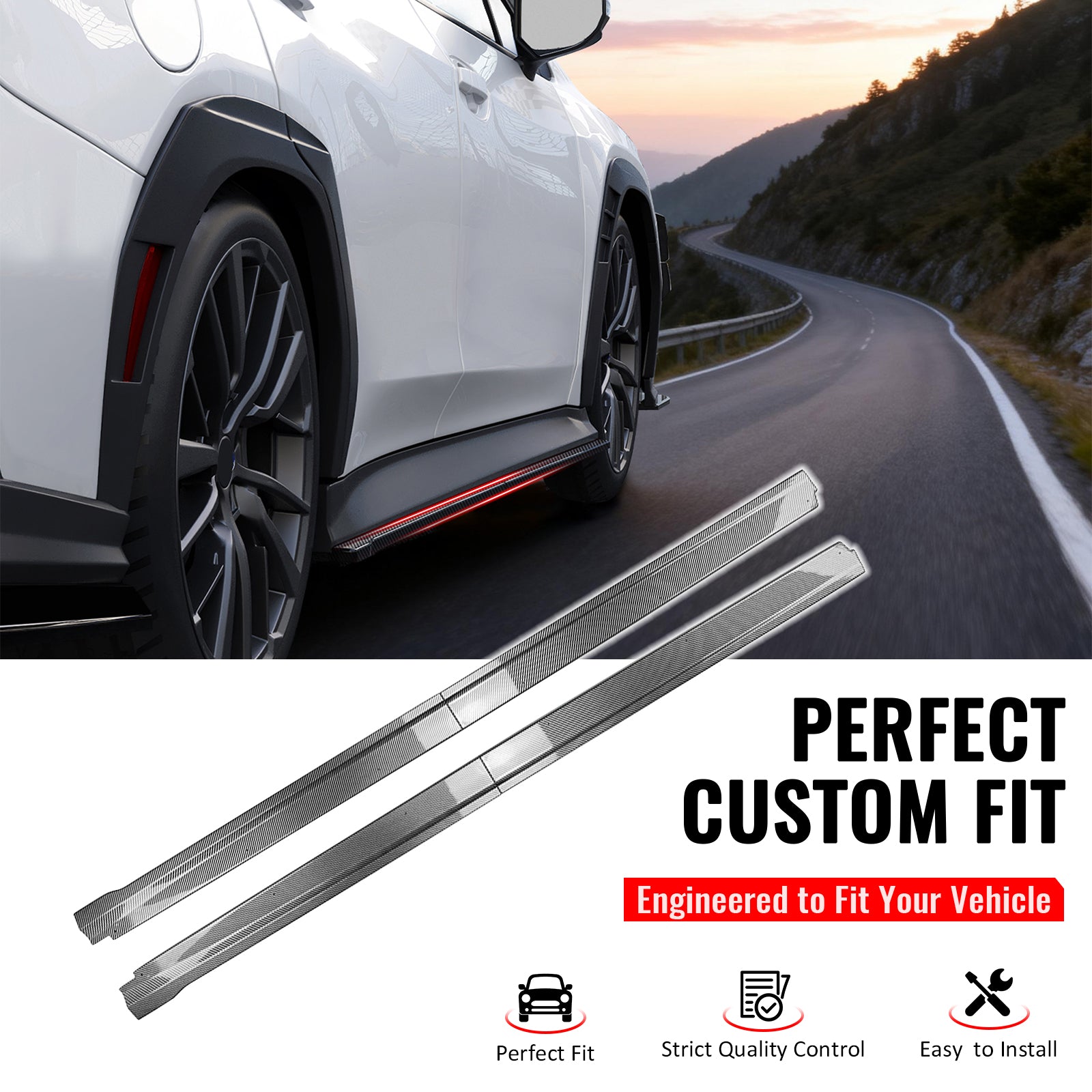 2022-2025 Subaru WRX STI Carbon Fiber Print Side Skirts Extension PP