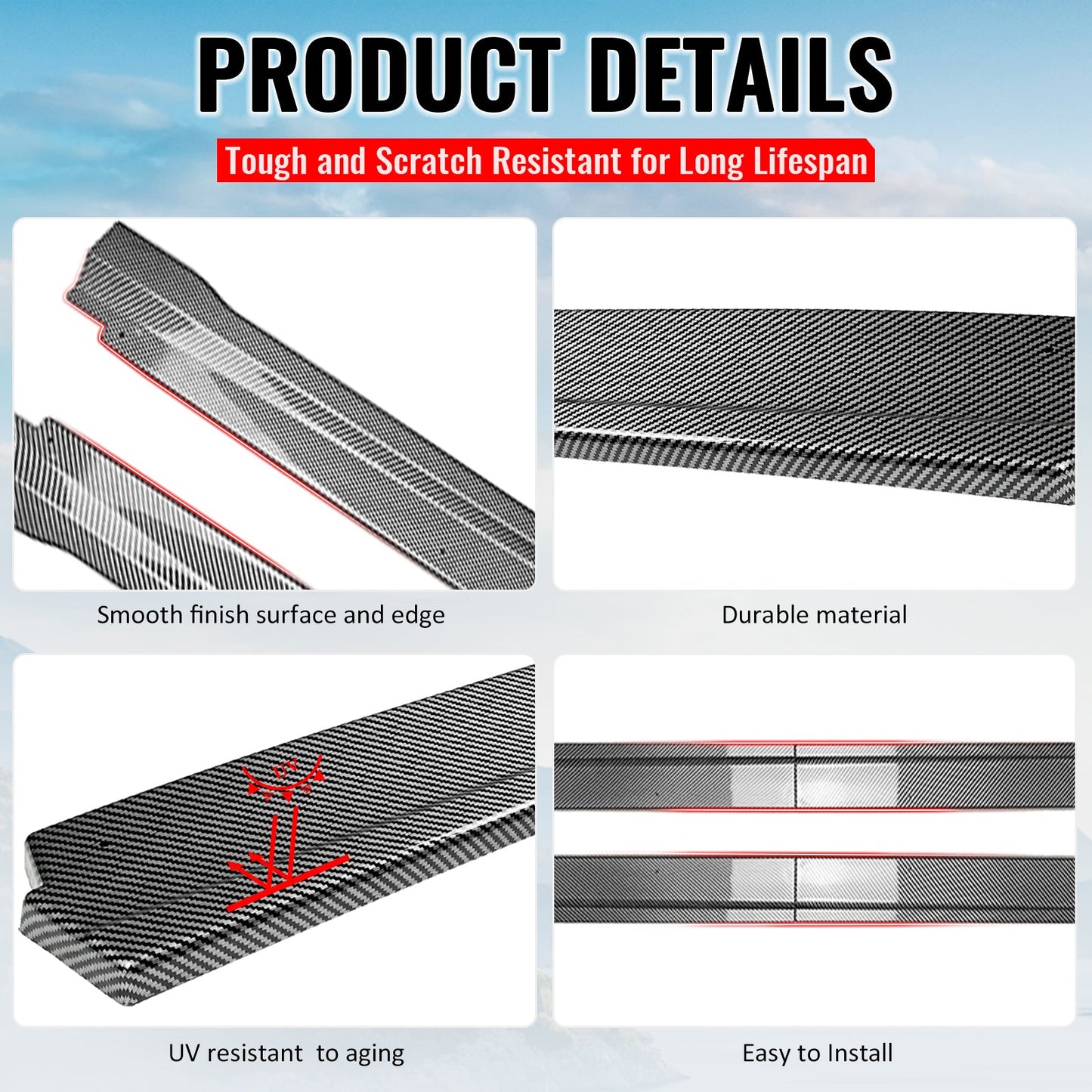 2022-2025 Subaru WRX STI Carbon Fiber Print Side Skirts Extension PP