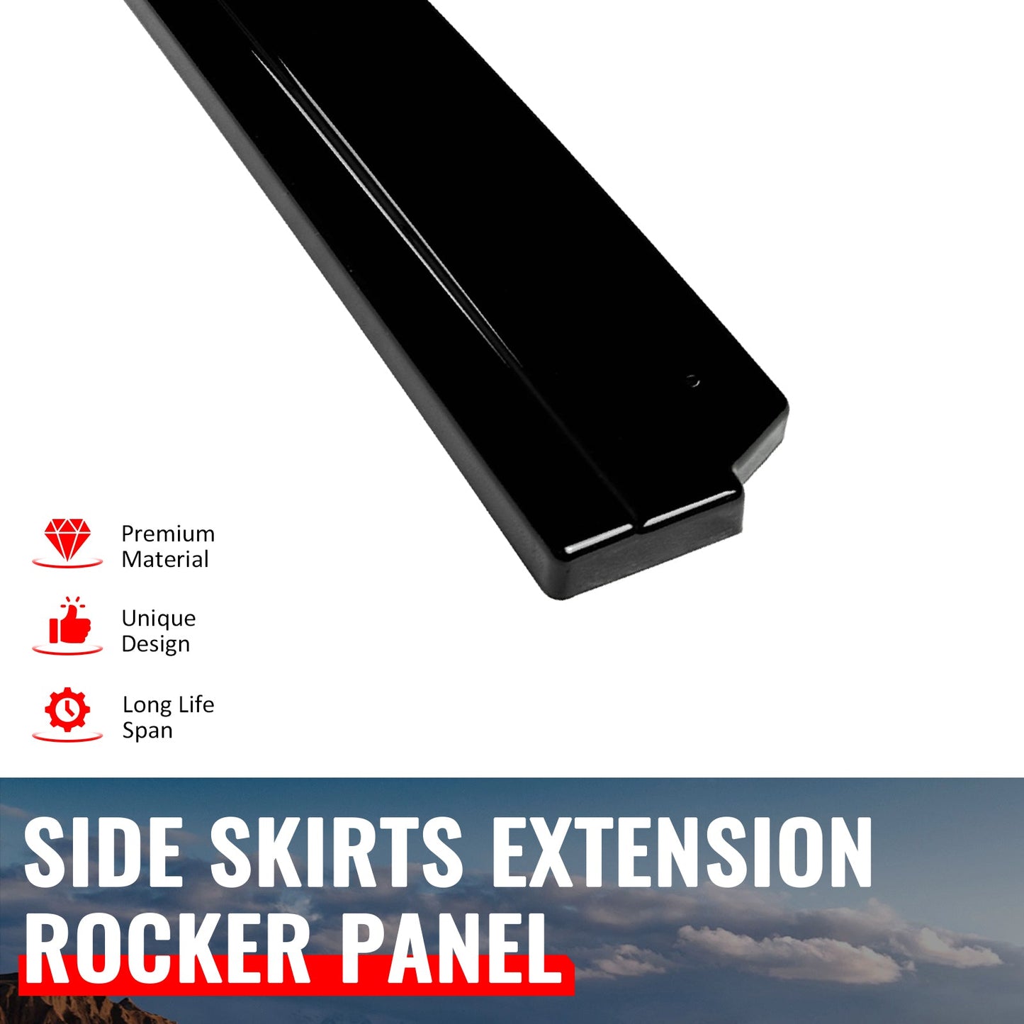 2022-2025 Subaru WRX STI Style Gloss Black Side Skirts Extension PP