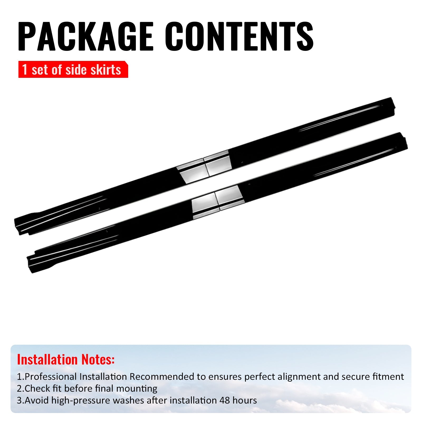 2022-2025 Subaru WRX STI Style Gloss Black Side Skirts Extension PP