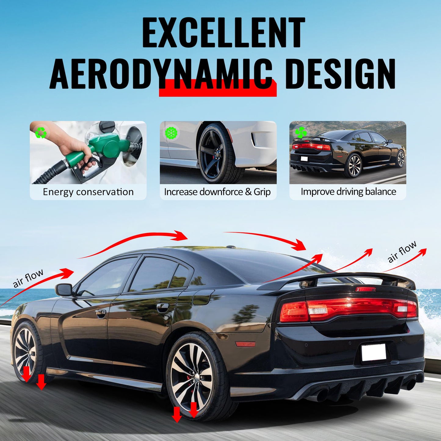 2022-2025 Subaru WRX STI Style Gloss Black Side Skirts Extension PP