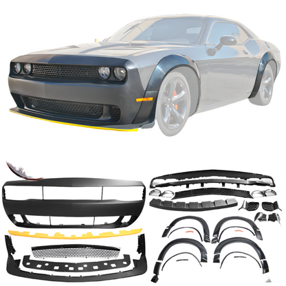 2015-2023 Dodge Challenger Front Full Bumper & Lip + Fender Flares PP