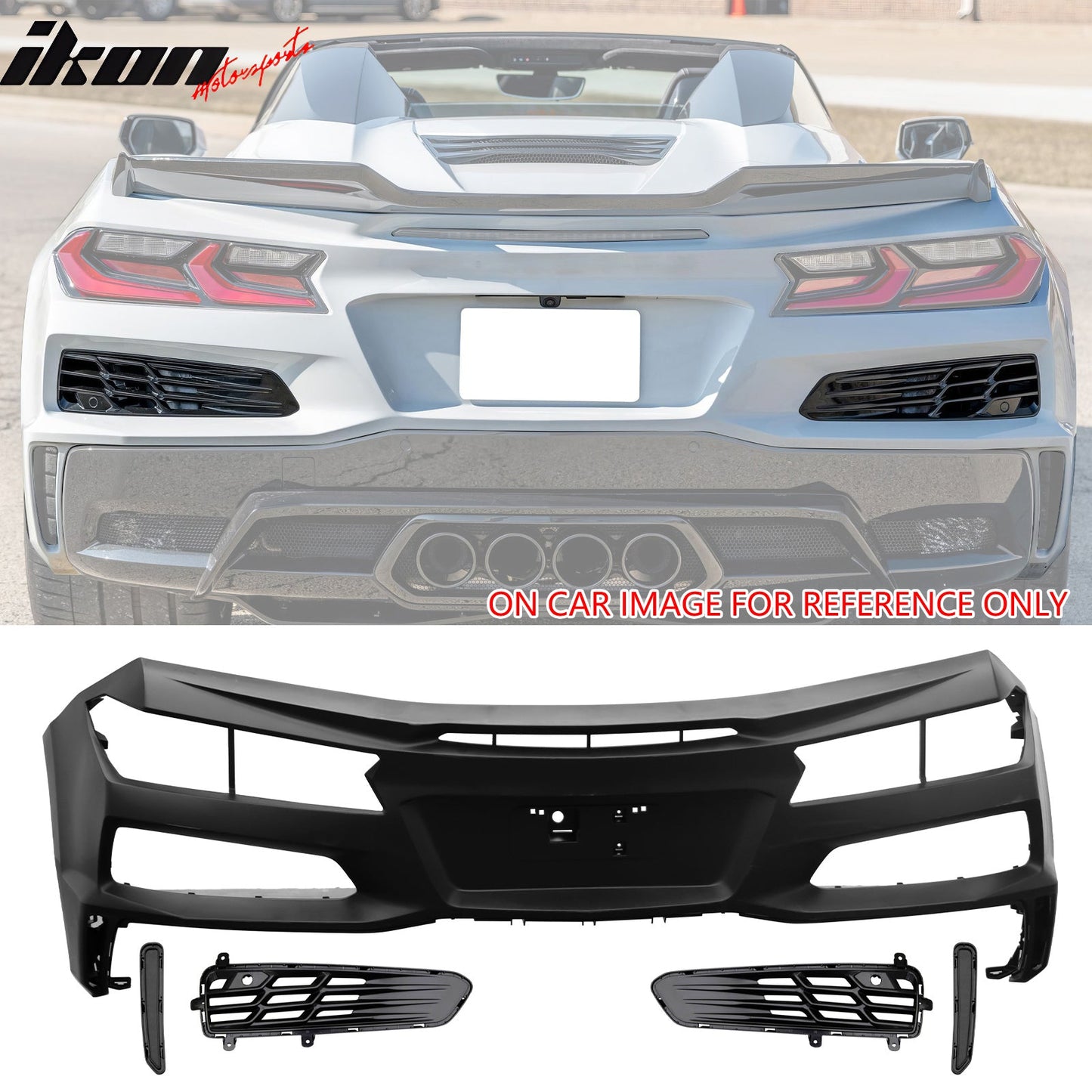 2020-2025 Corvette C8 Front Rear Bumpers Black Exhaust Trunk Spoiler