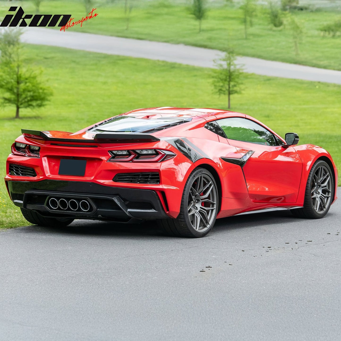 2020-2025 Chevy Corvette C8 Rear Diffuser Lip + Exhaust Muffler Pipe