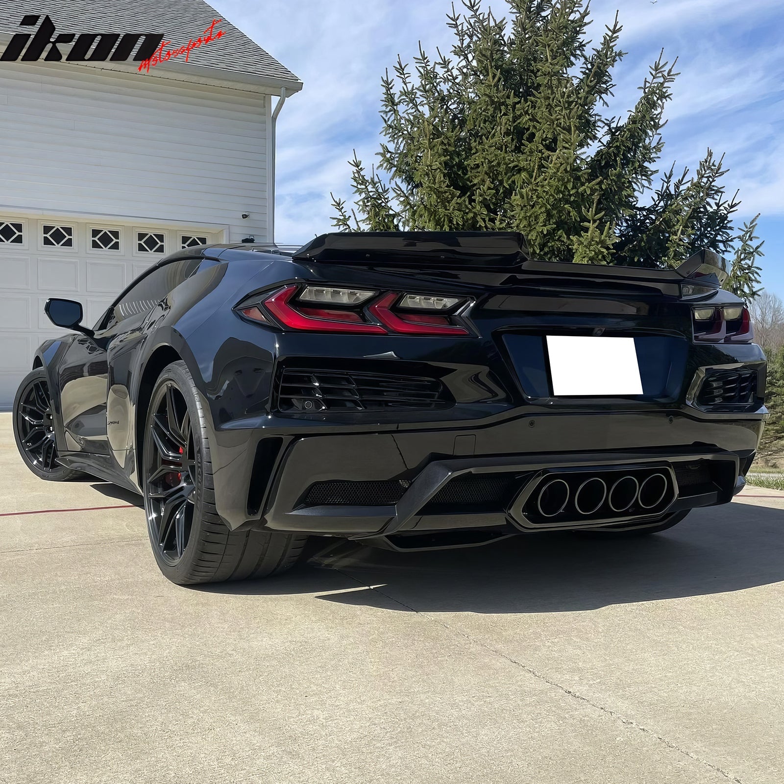 2020-2025 Chevy Corvette C8 Rear Diffuser Lip + Exhaust Muffler Pipe