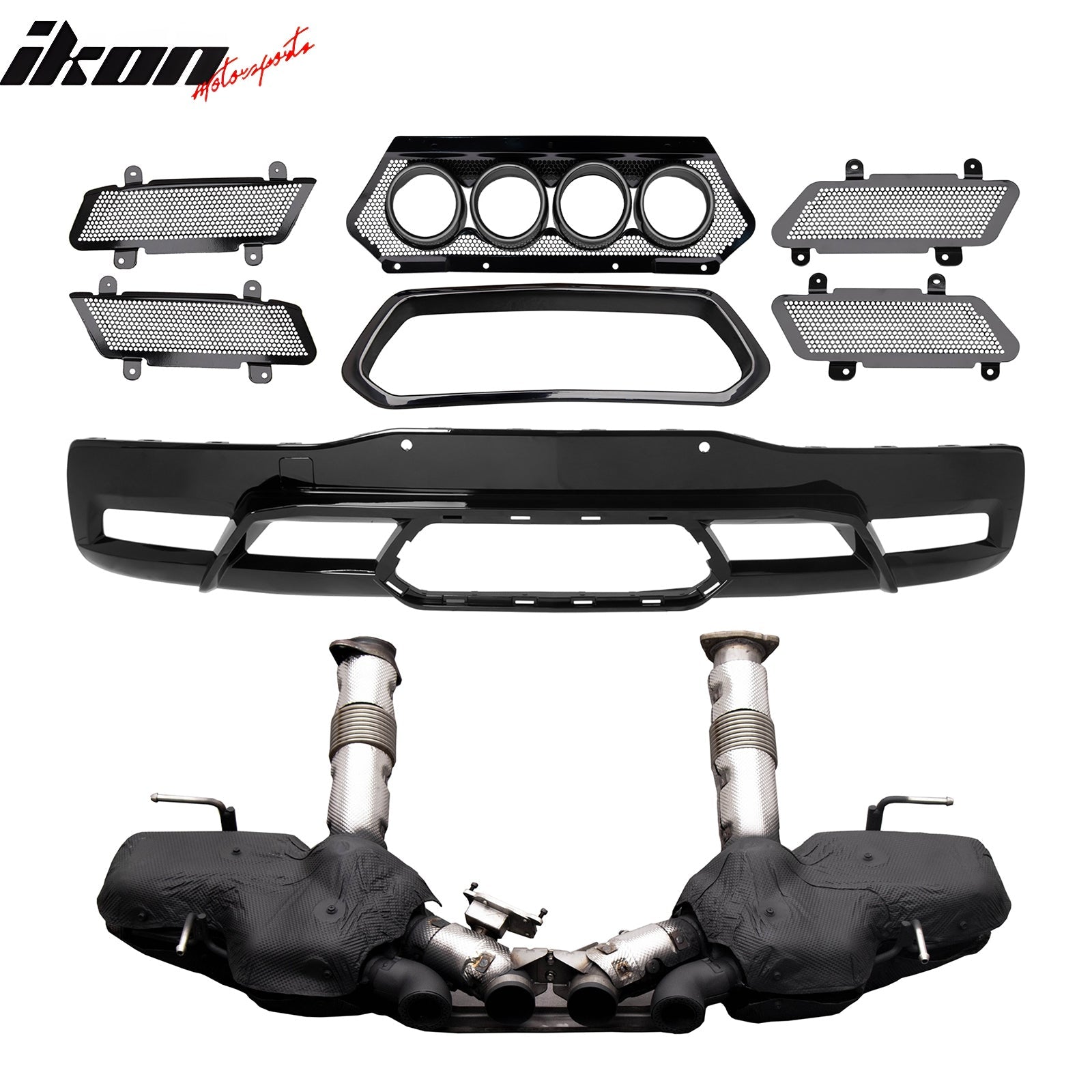 2020-2025 Chevy Corvette C8 Rear Diffuser Lip + Exhaust Muffler Pipe