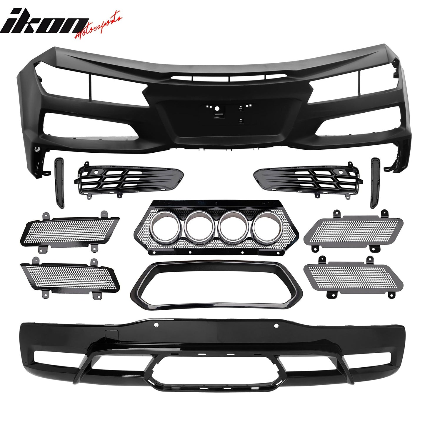 2020-2025 Corvette C8 Front Rear Bumpers Silver Exhaust Trunk Spoiler