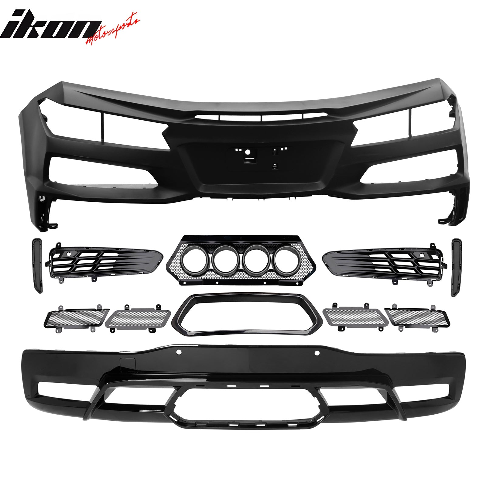 2020-2025 Corvette C8 Front Rear Bumpers Black Exhaust Trunk Spoiler