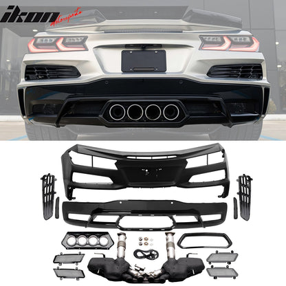 2020-2025 Corvette C8 Front Rear Bumpers Silver Exhaust Trunk Spoiler