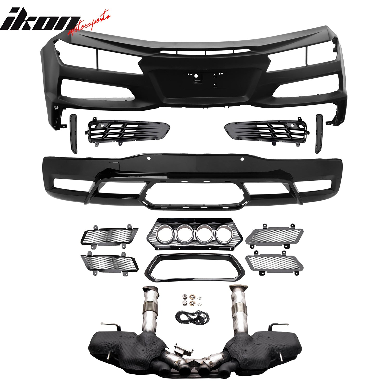 2020-2025 Corvette C8 Front Rear Bumpers Silver Exhaust Trunk Spoiler