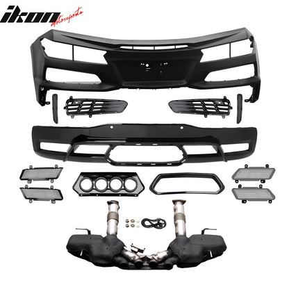 2020-2025 Corvette C8 Front Rear Bumpers Black Exhaust Trunk Spoiler