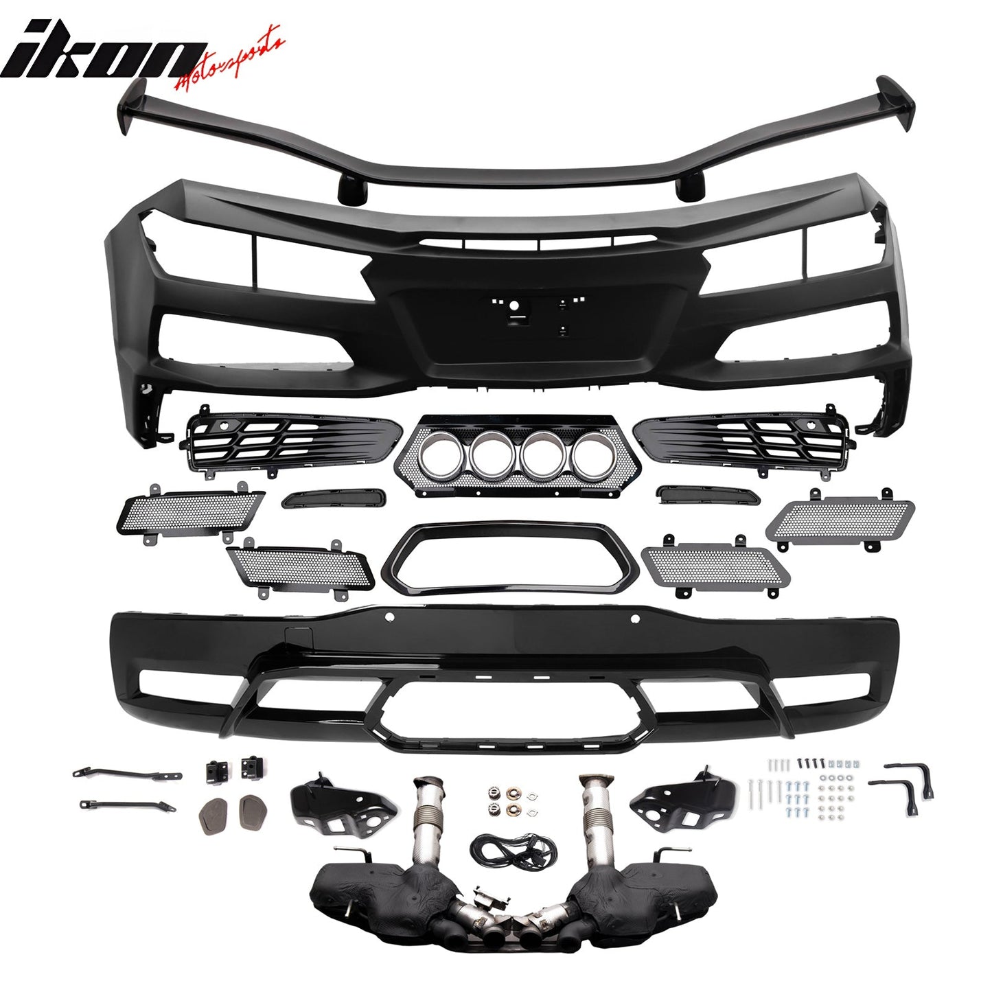 2020-2025 Corvette C8 Front Rear Bumpers Silver Exhaust Trunk Spoiler