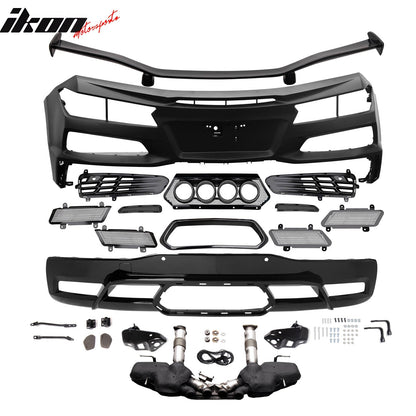 2020-2025 Corvette C8 Front Rear Bumpers Black Exhaust Trunk Spoiler