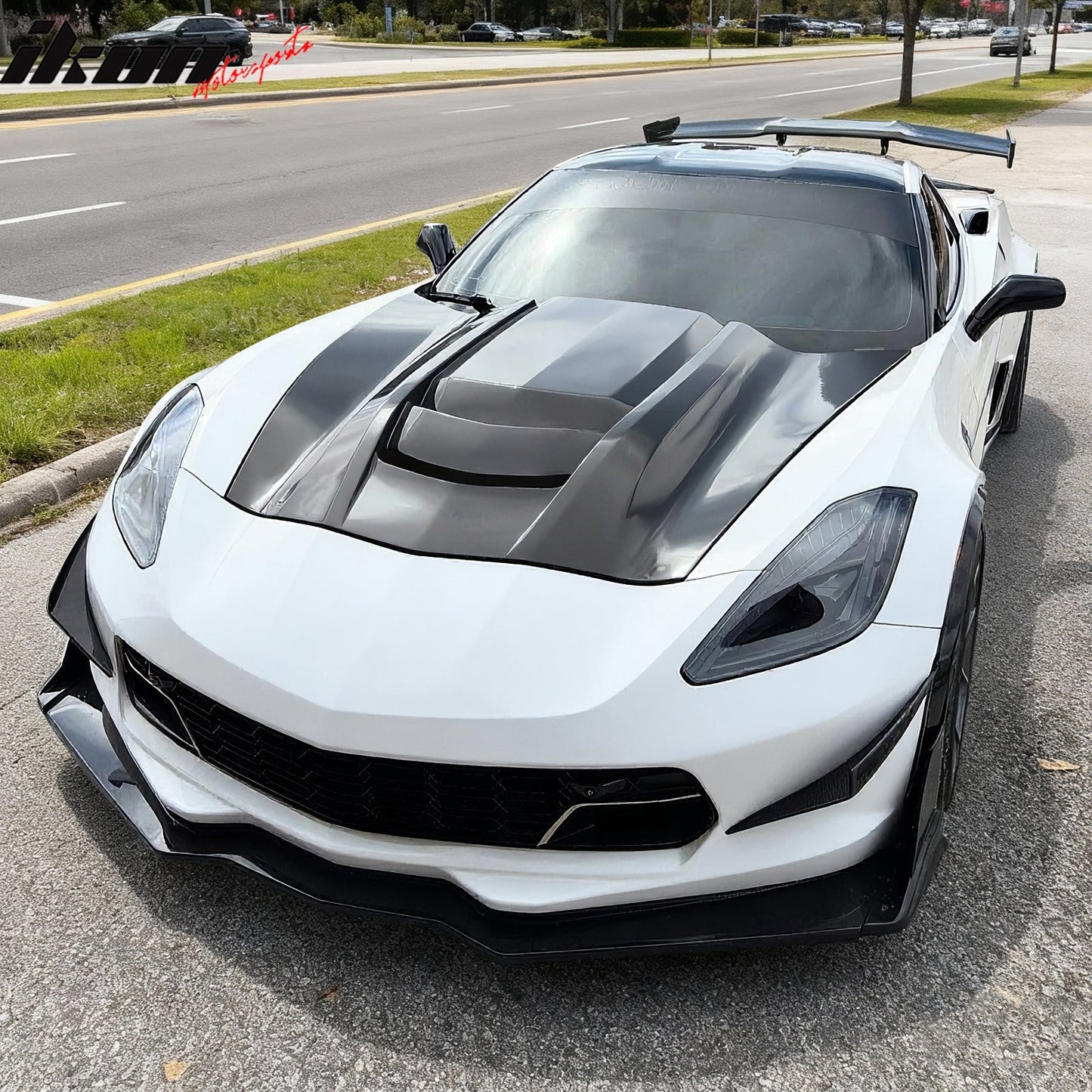 2014-2019 Chevy Corvette C7 ZR1 Style Hood Scoop Vent Black Aluminum