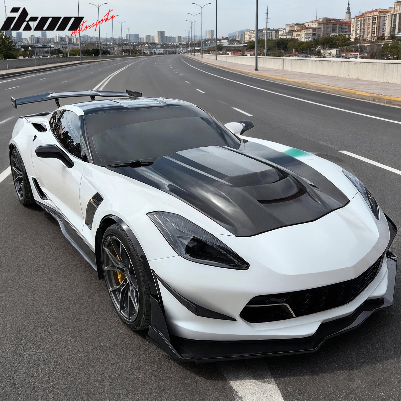 2014-2019 Chevy Corvette C7 ZR1 Style Hood Scoop Vent Black Aluminum