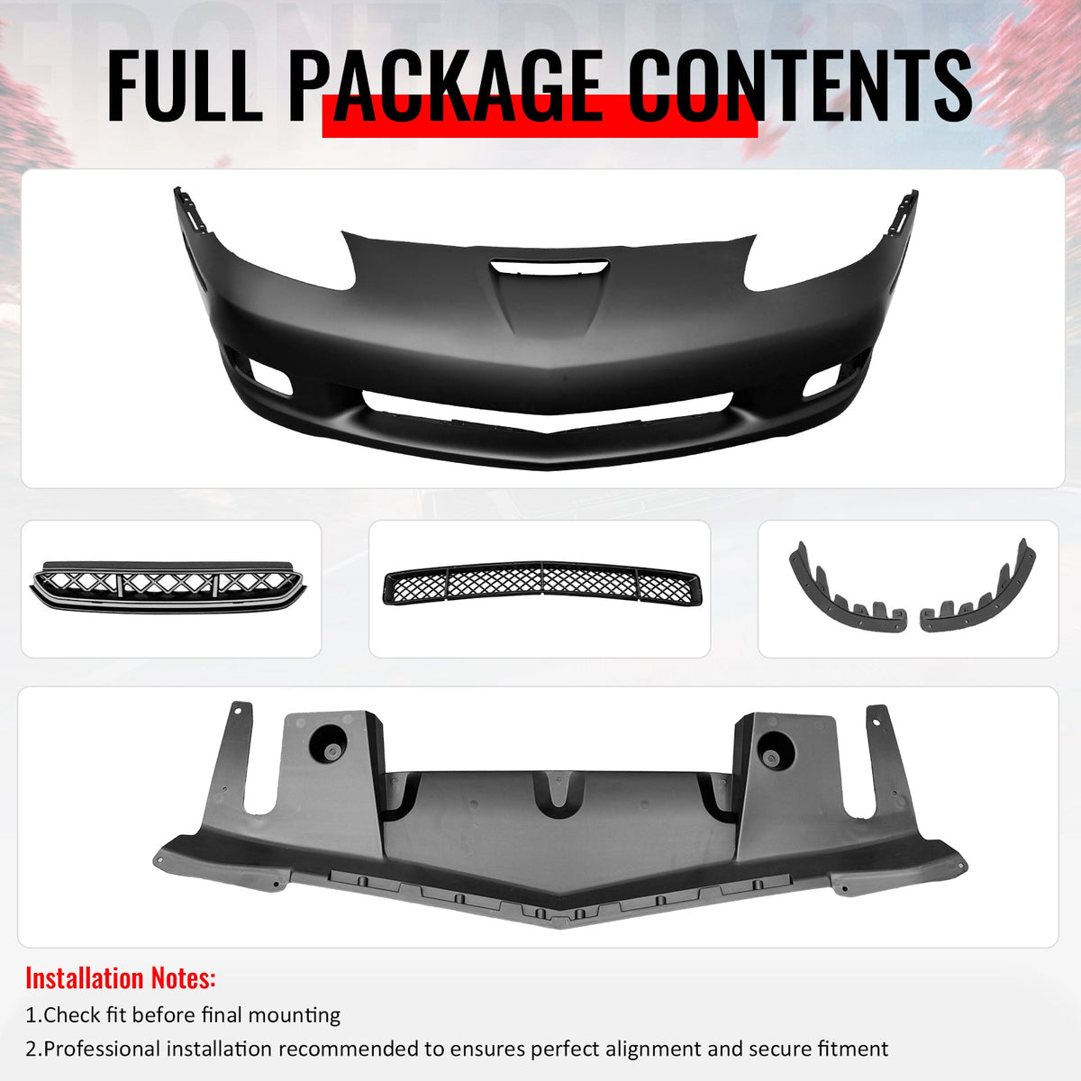 06-13 Chevrolet Corvette C6 Front Bumper Cover Z06 Style Conversion