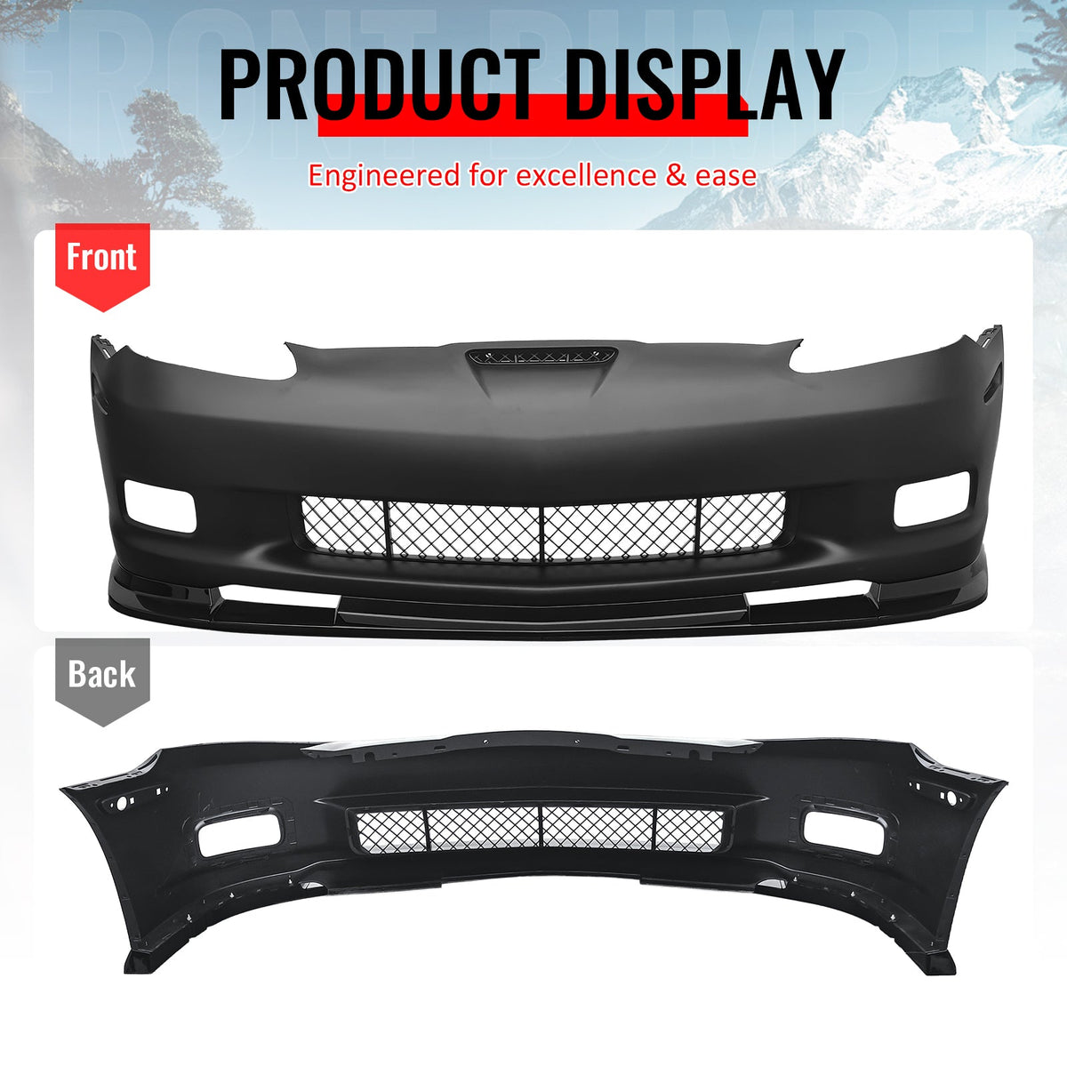 06-13 Chevy Corvette Z06 Style Front Bumper Cover w/ Gloss Black Lip