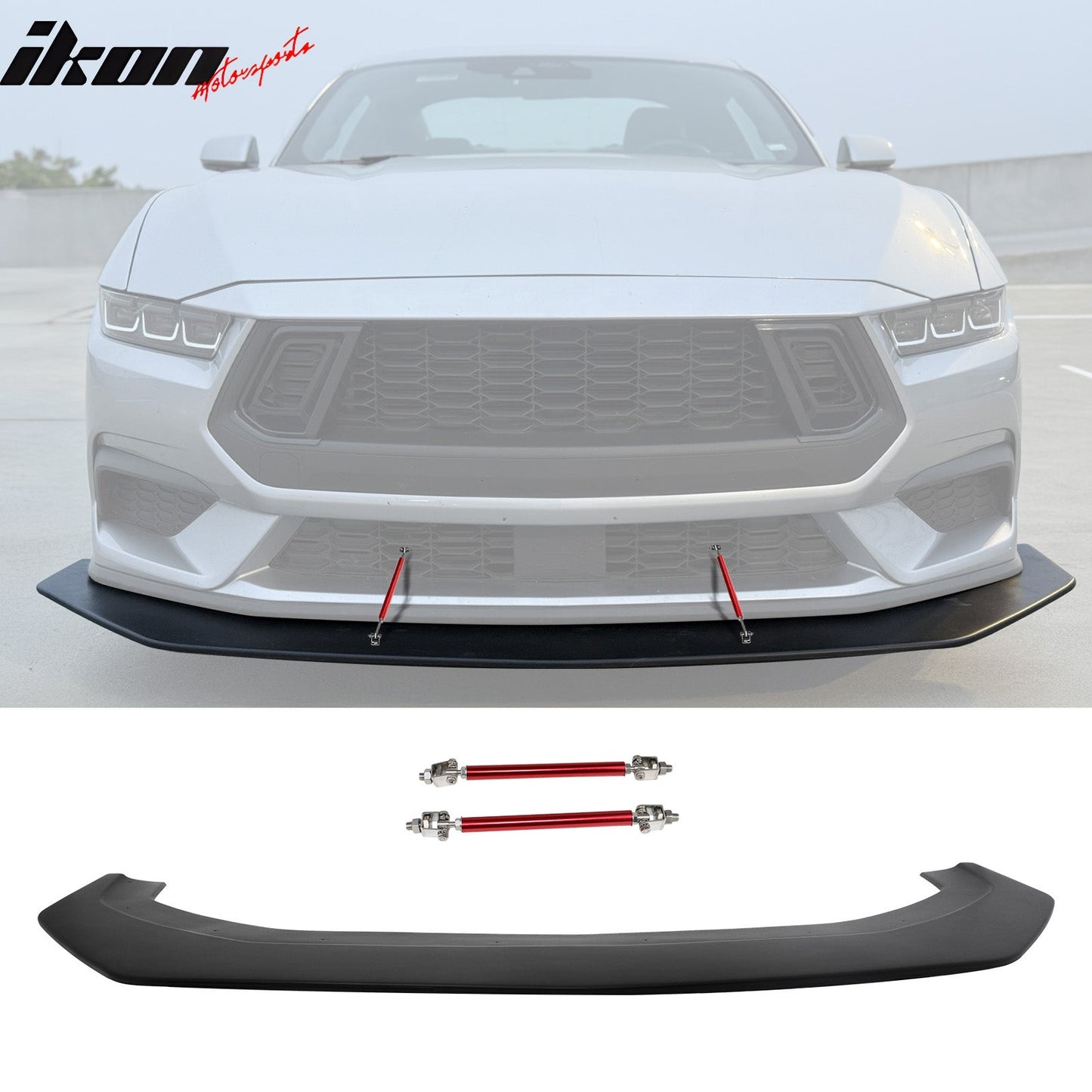 2024-2026 Mustang Ecoboost& GT Front Splitter w/ Stainless Steel Rods