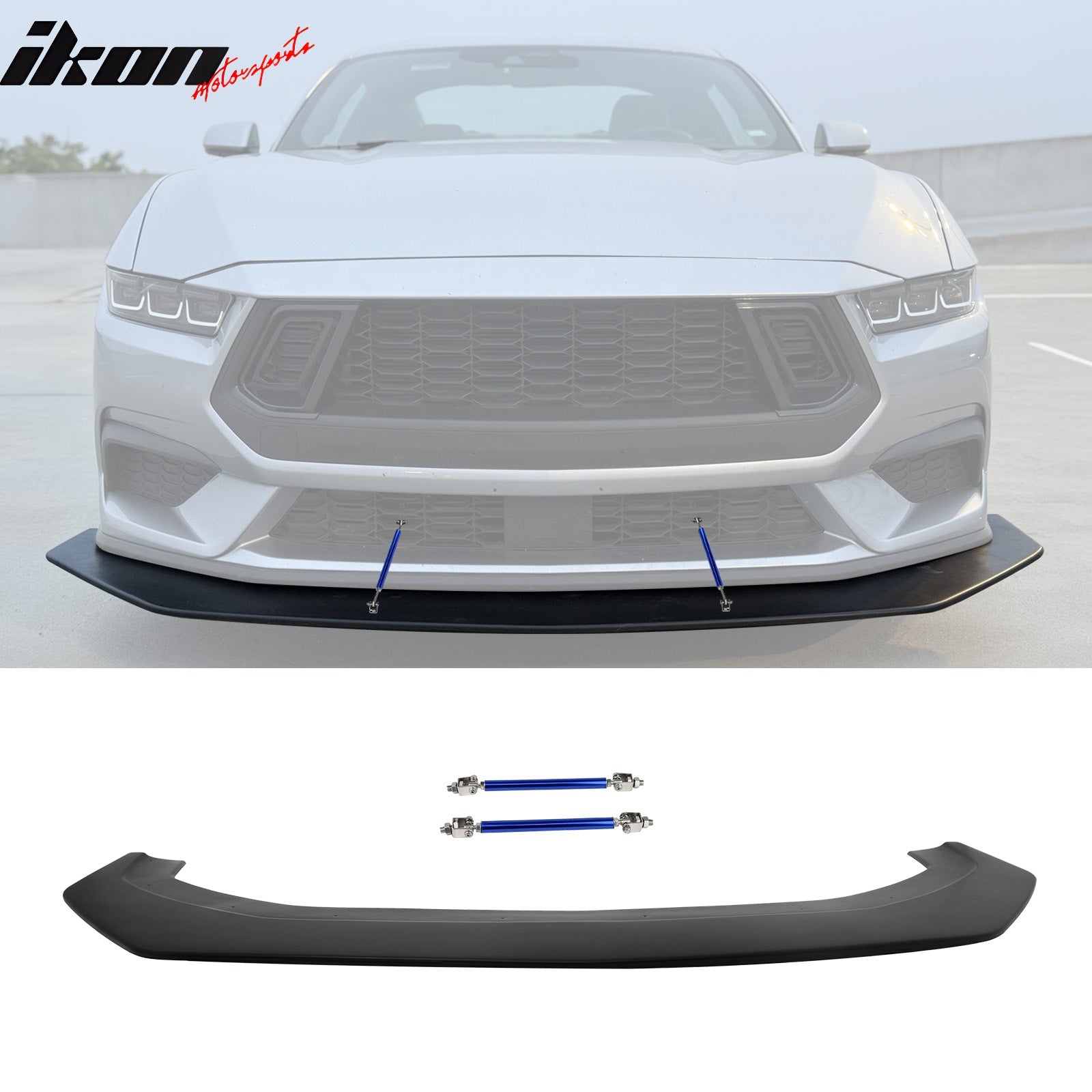 2024-2026 Mustang Ecoboost& GT Front Splitter w/ Stainless Steel Rods
