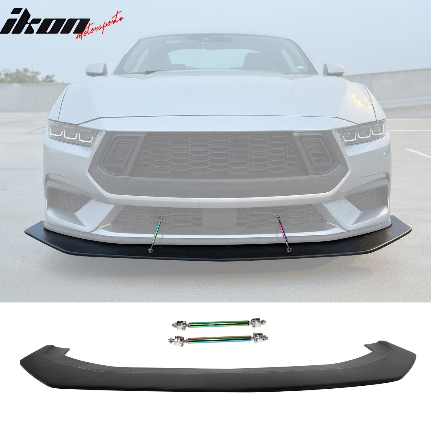 2024-2026 Mustang Ecoboost& GT Front Splitter w/ Stainless Steel Rods