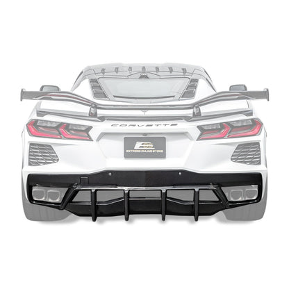 2020-Up Corvette C8 DRY CARBON FIBER Rear Bumper Diffuser Quad Exit