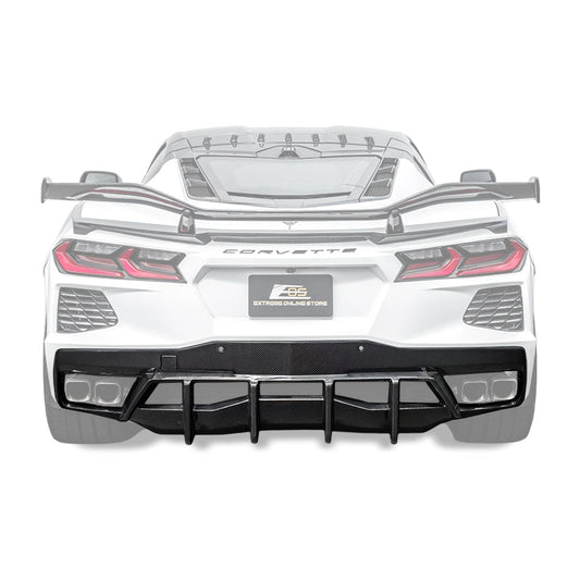 2020-Up Corvette C8 DRY CARBON FIBER Rear Bumper Diffuser Quad Exit