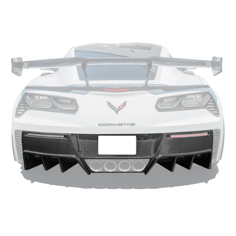 Corvette C7 Factory DRY CARBON FIBER Finned Rear Diffuser