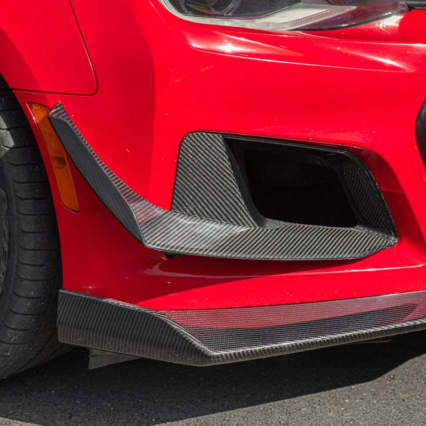 2019-24 Camaro ZL1 1LE Dry Cabon Fiber Front Air Duct Bezels & Canard Dive Planes