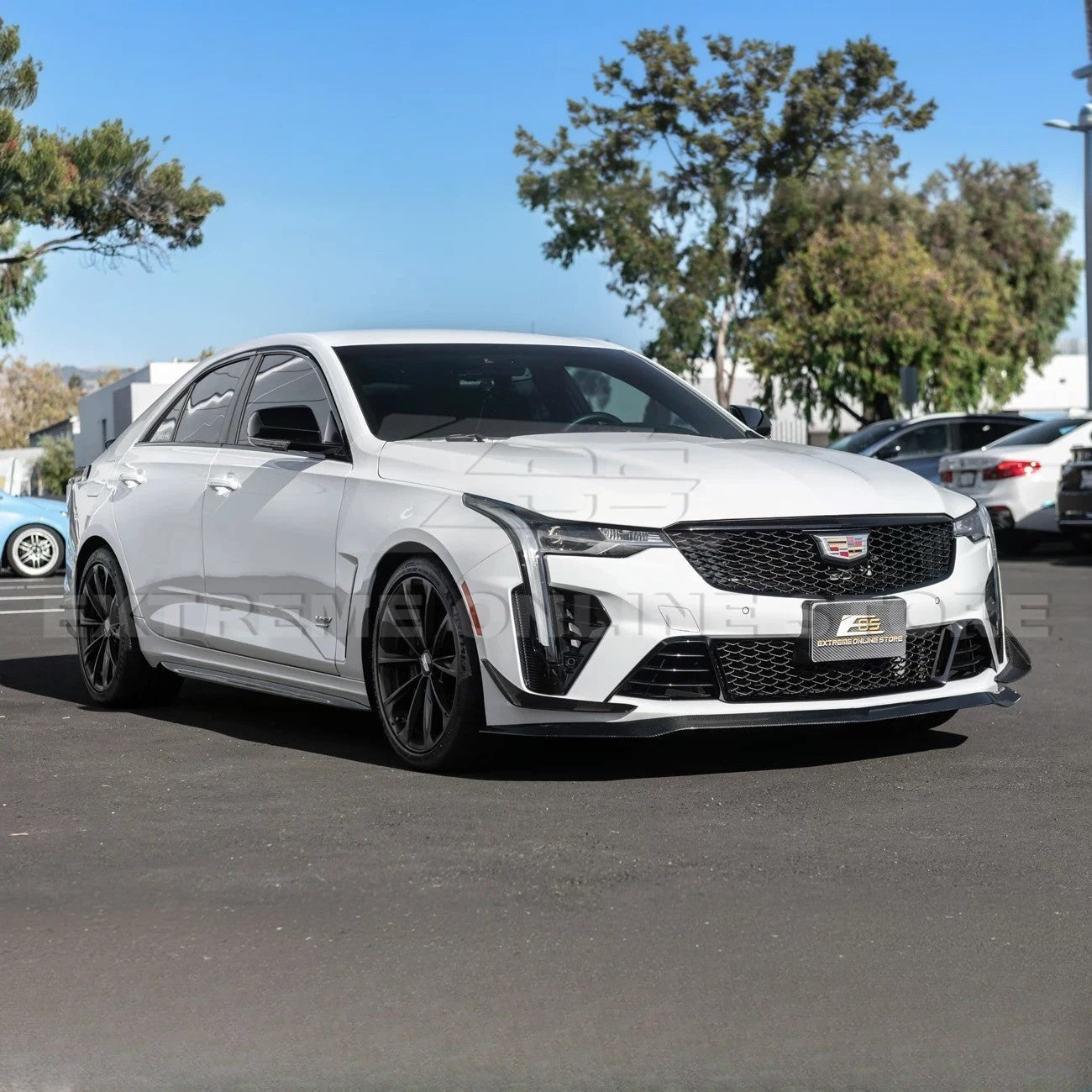 2020-Up Cadillac CT4-V Blackwing Front Lip Splitter & Carnards