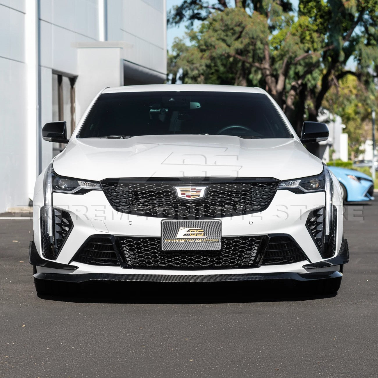 2020-Up Cadillac CT4-V Blackwing Front Lip Splitter & Carnards