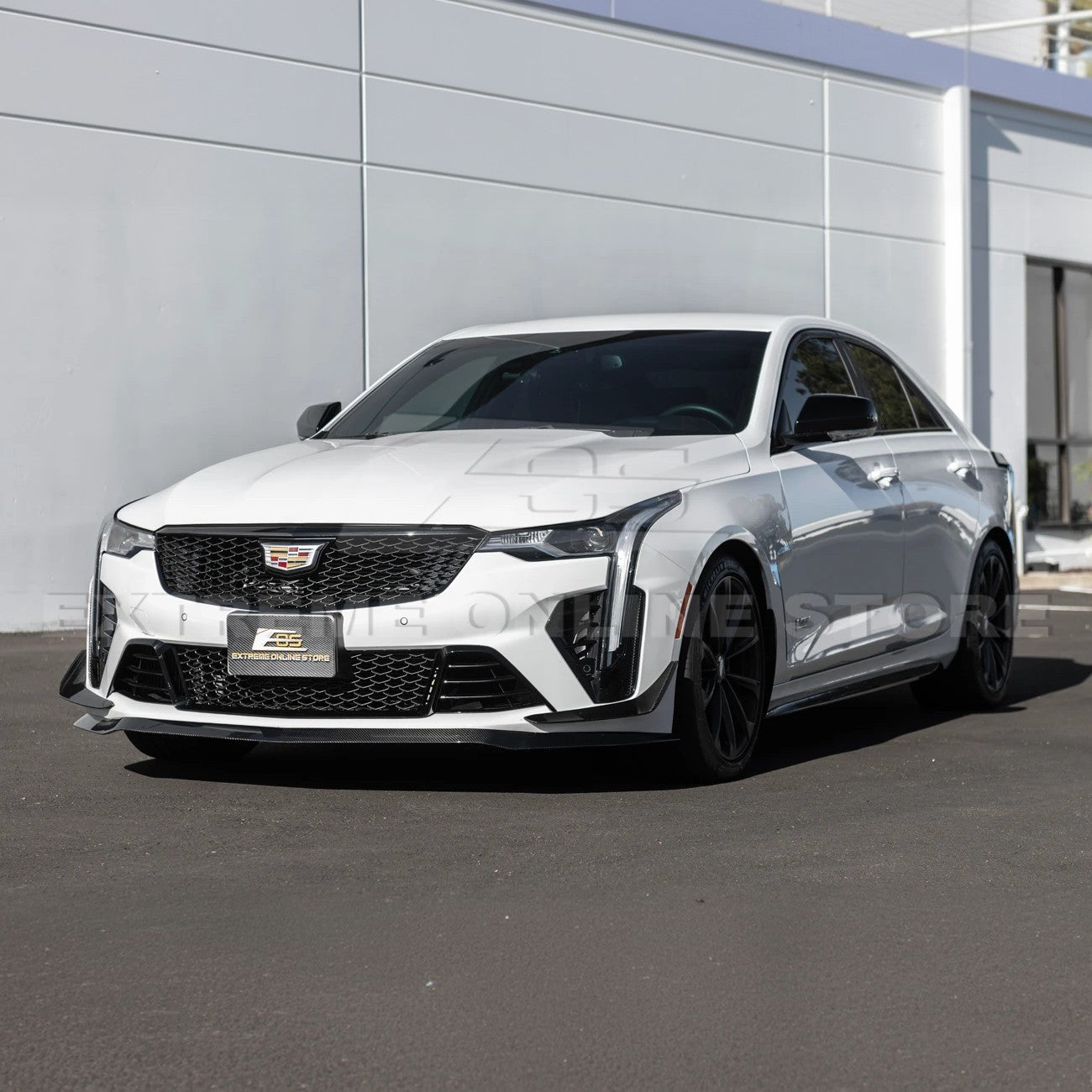 2020-Up Cadillac CT4-V Blackwing Front Lip Splitter & Carnards